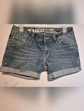BONGO Milan Low Rise Flared Leg Denim Shorts - Light Blue